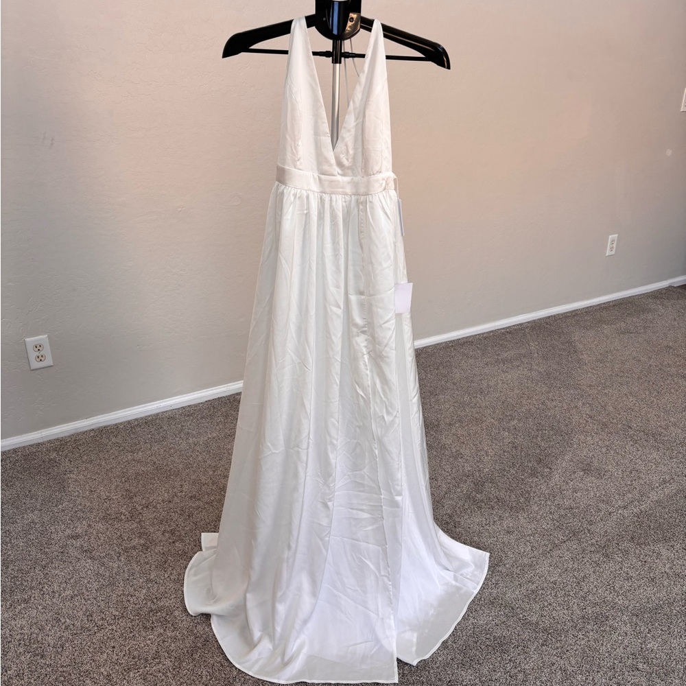 Lulus Elegant real love White satin Sleeveless Maxi Dress size S - Picture 5 of 16